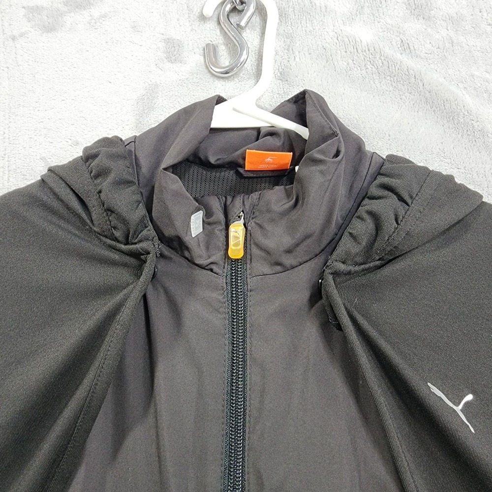 Puma Jacket Womens L Black DryCELL Hooded Convertible Vest Full Zip Running - Picture 4 of 16